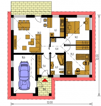 Plan de sol du rez-de-chaussée - BUNGALOW 34
